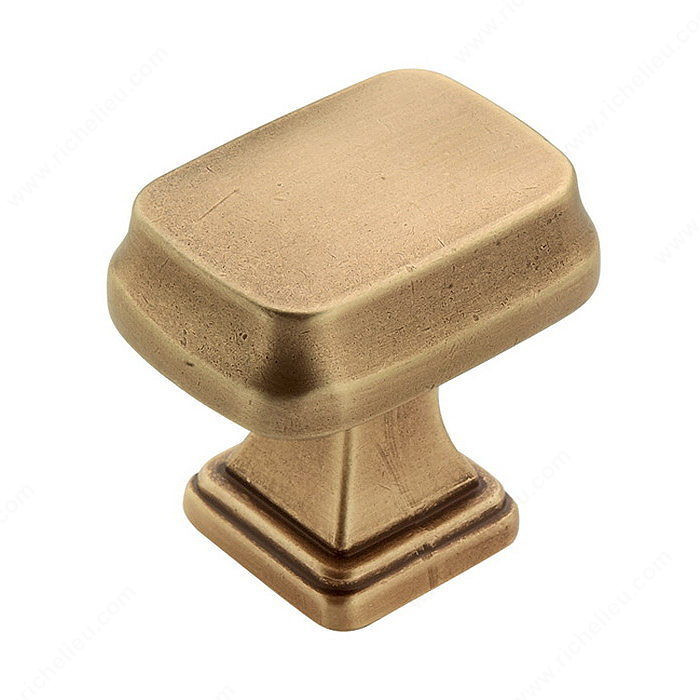 Traditional Zinc Rectangular Knob - 55340, Finish Gilded Bronze PRO-PACK 2