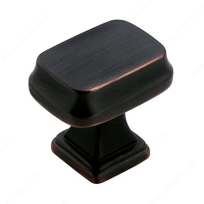 Traditional Zinc Rectangular Knob - 55340, Finish Oil Rubbed Bronze PRO-PACK 2