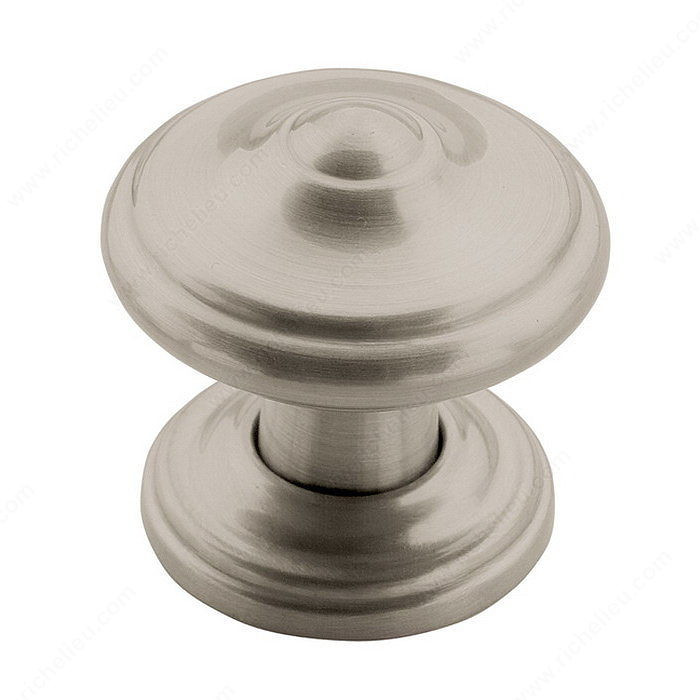 Traditional Zinc Knob - 55341, Finish Satin Nickel, Diameter 1 9/32 in PRO-PACK 2