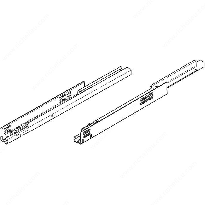 Cabinet Slides with Integrated Tip-On, Load Capacity 30 kg, Nominal Length 400 mm