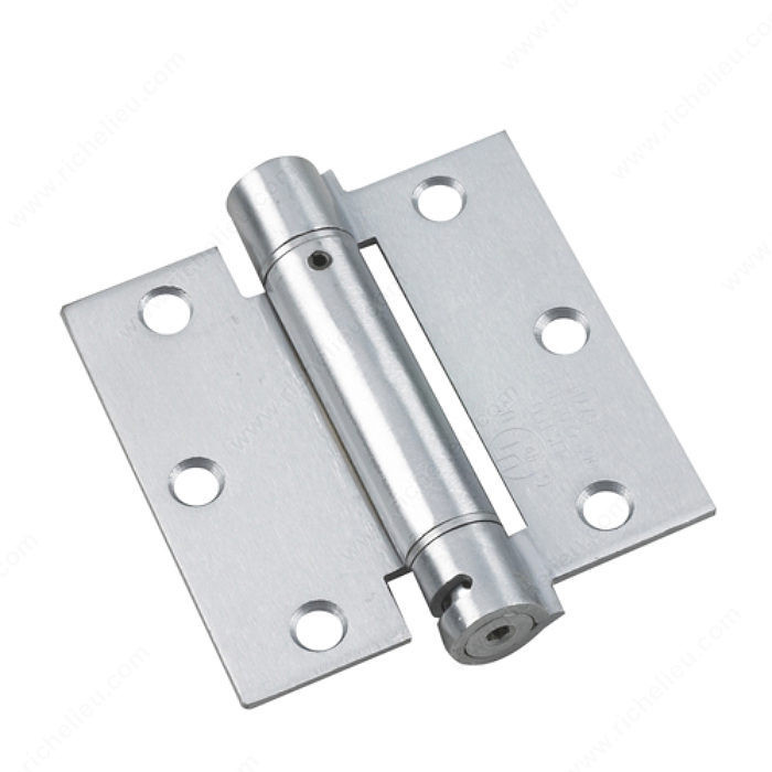 3-1/2 Full Mortise Adjustable Spring Hinge, Adjustable, Color/Finish Brushed Nickel, Type of Corner Square