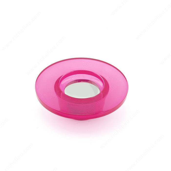 Contemporary Plastic Knob - 5925, Finish Translucide Pink / Chrome