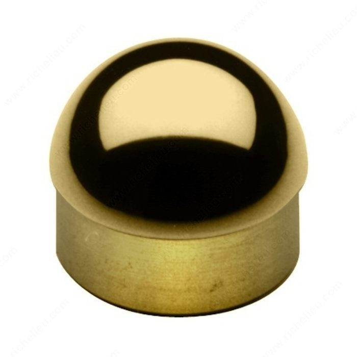 Glue-In Domed End Cap, Half- Ball End Cap, Handrail Size 1 1/2 in, Material Solid Brass, Finish Brass, Height 3/4 in