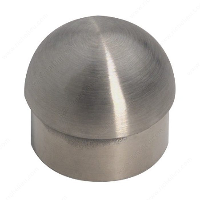 Glue-In Domed End Cap, Half- Ball End Cap, Handrail Size 2 in, Material Stainless Steel 304, Finish Stainless Steel, Height 1 in