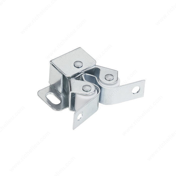 Double Roller Catch with Diamond Strike, Color/Finish Zinc, Type Catches, Center to Center 1 in, Width - Catch 1 1/4 in