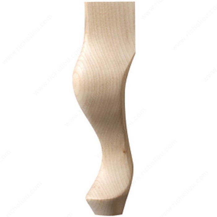 Queen Anne Style Furniture Leg, Height - Overall Dimensions 8 in, Species Maple