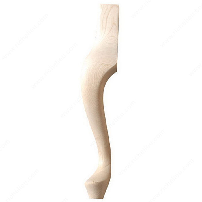 Queen Anne Style Furniture Leg, Height - Overall Dimensions 12 in, Species Birch