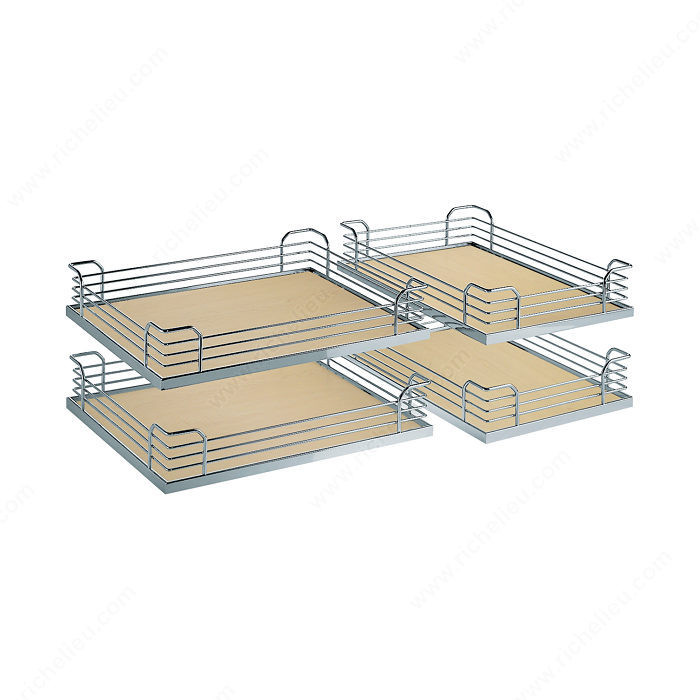 Set of 4 Arena Baskets for Magic Corner, Finish Maple / Chrome