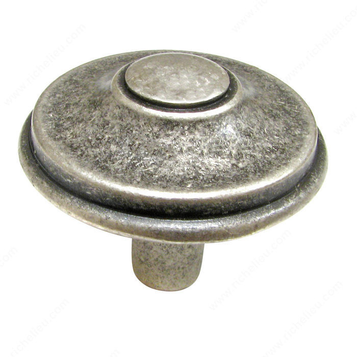 Transitional Brass Knob - 6134, Finish Old Silver
