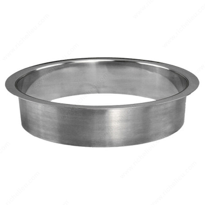 Stainless Steel Trash Grommets, Bore Hole - Diameter 8 in, Diameter - Overall Dimensions 8 3/4 in, Recessed Depth 2 in