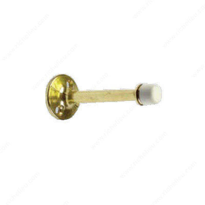 Rigid Door Stop, Finish Satin Brass, Type Bumper with white rubber screw/ tip, Projection - Overall Dimensions 3 in PRO-PACK 2