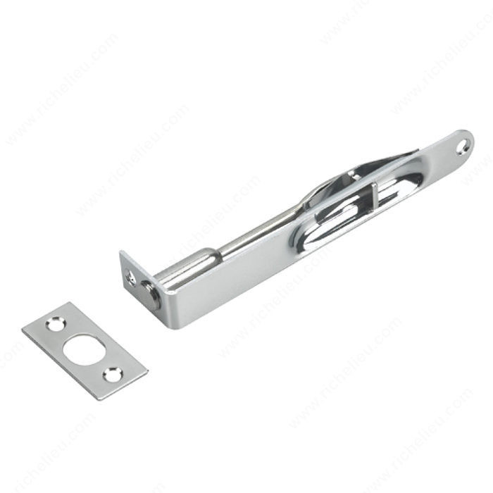 6 Flush Bolt with 5/8 Radius End, Additional safety to doors, Color/Finish Chrome