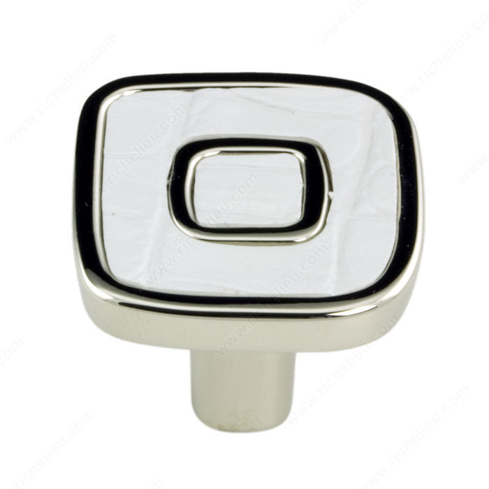 Royal Collection Knob - 6430, Finish Nickel / White, Material Metal / Leather