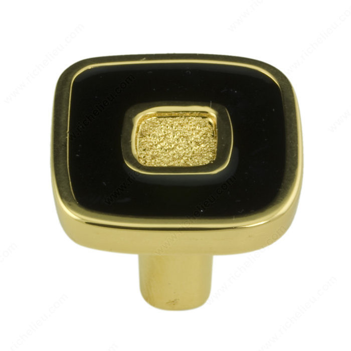 Royal Collection Knob - 6430, Finish Gold / Black, Material Enamel / 24K Gold-Plated