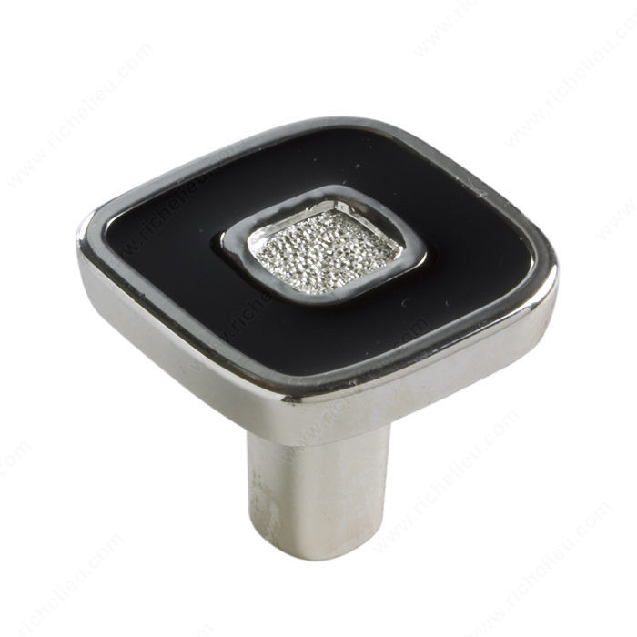 Royal Collection Knob - 6430, Finish Silver / Black, Material Enamel / Silver-Plated