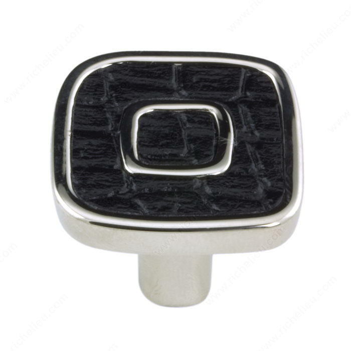 Royal Collection Knob - 6430, Finish Nickel / Black, Material Metal / Leather