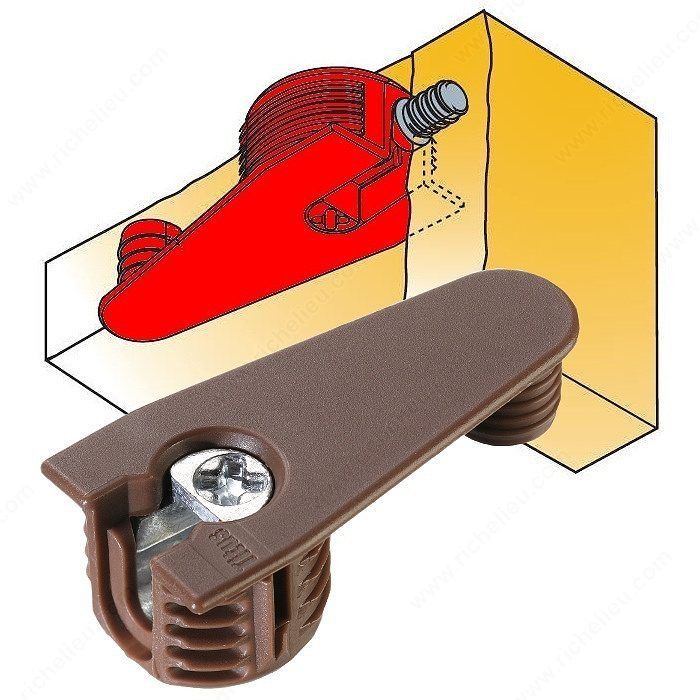 Quickfit-Expando Housing Outrigger - Top assembly only, Top assembly only, Panel Thickness 16 mm, Drilling Depth 12.5 mm, Quantities per case available 1250 units, Finish Brown