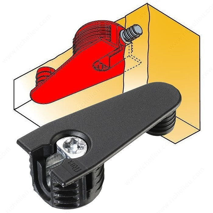 Quickfit-Expando Housing Outrigger - Top assembly only, Top assembly only, Panel Thickness 16 mm, Drilling Depth 12.5 mm, Quantities per case available 1250 units, Finish Black