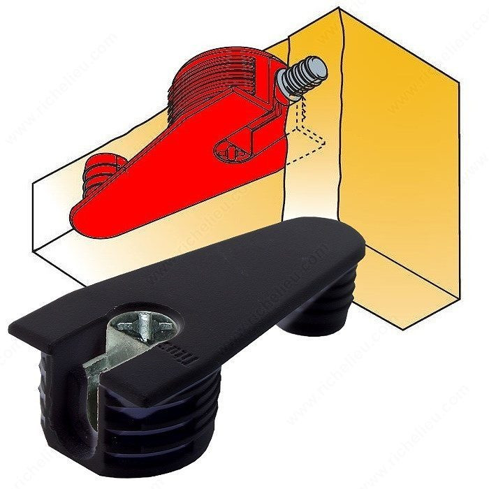 Quickfit-Expando Housing Outrigger - Combined Assembly (front and top), Combined assembly (front and top), Panel Thickness 16 mm, Drilling Depth 12.5 mm, Finish Black