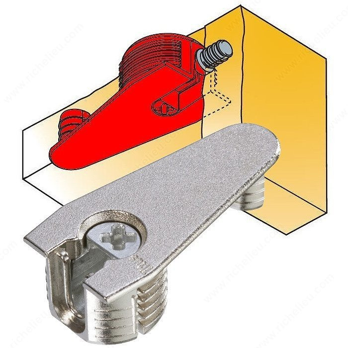Quickfit-Expando Housing Outrigger - Top assembly only, Top assembly only, Panel Thickness 19 mm, Drilling Depth 14 mm, Quantities per case available 500 units, Finish Nickel