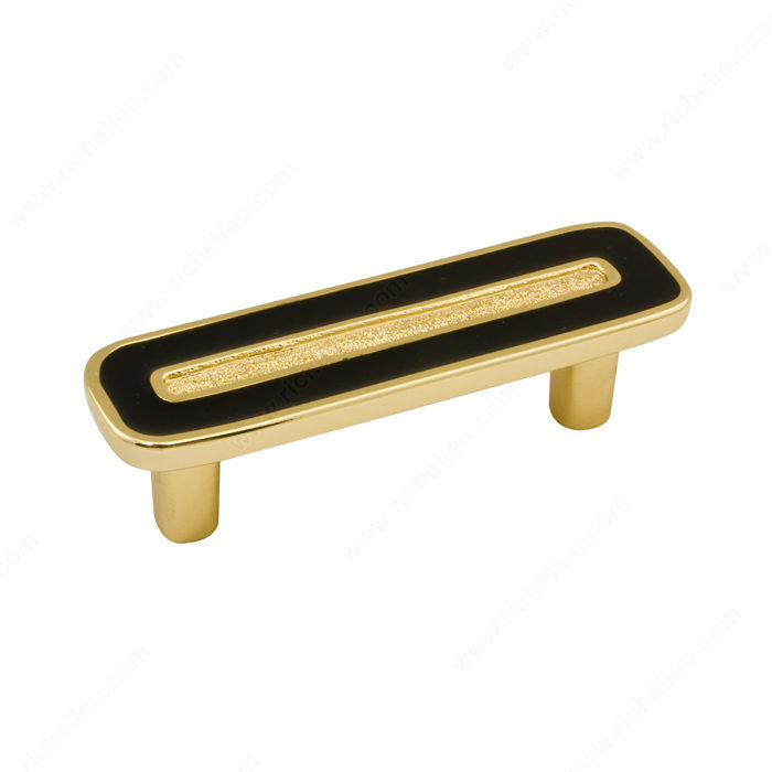 Contemporary Metal Pull - 6464, Center to Center 64 mm, Finish Gold / Black, Material Metal / Enamel / 24K Gold-Plated