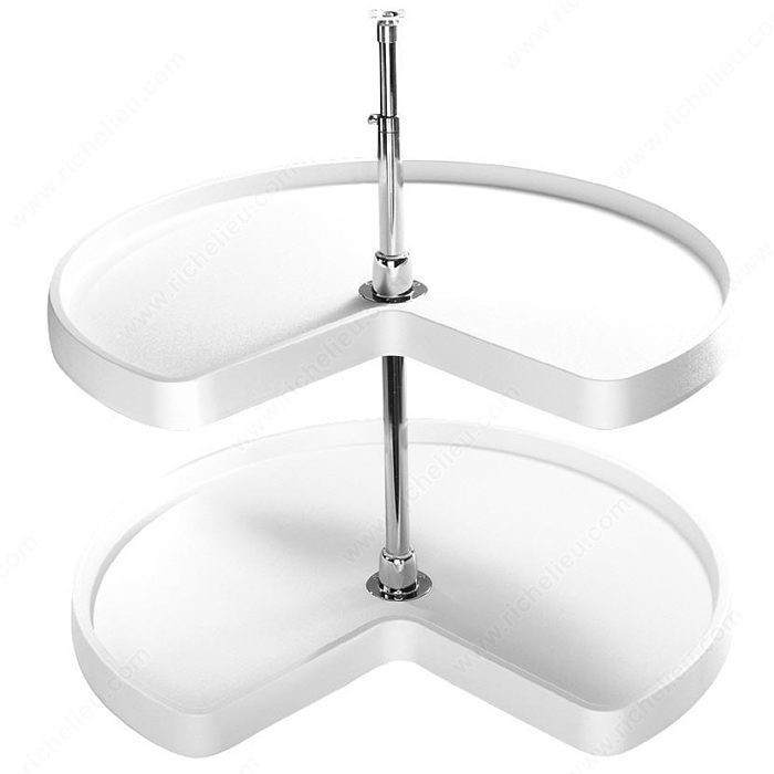 Bottom-Mounted Kidney Polymer Tray Set, Tray Diameter 28 in, Height 26 to 32 in, Capacity per Tray 64 lb, Finish White