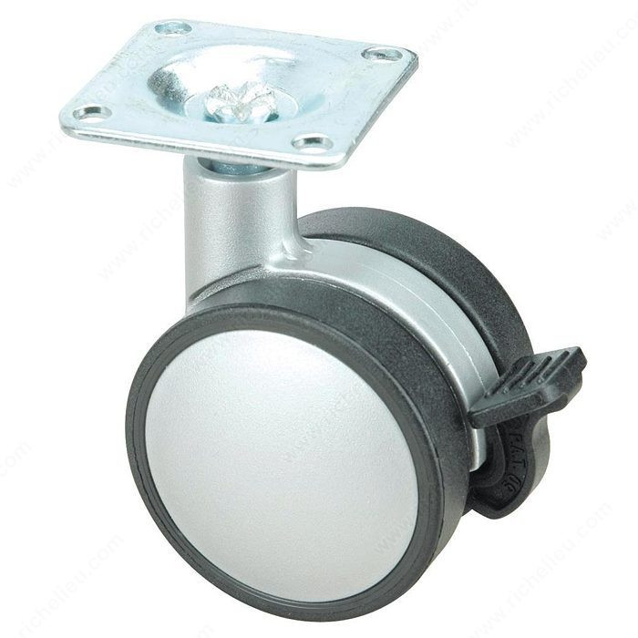 Contemporary Twin Wheel Casters - Plate,Load Capacity Per Caster Max. 60 kg, Wheel Diameter 50 mm, Total Height 73 mm, Tread Width 41 mm
