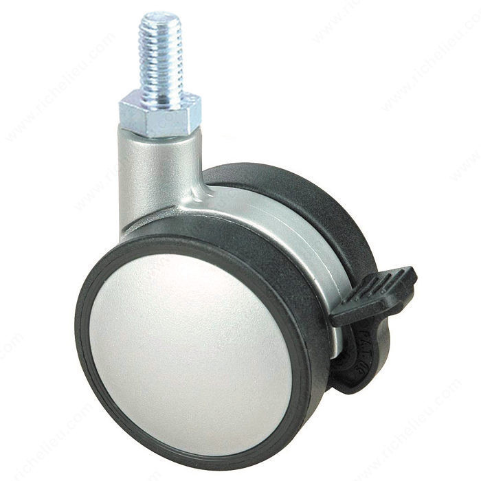 Contemporary Twin Wheel Casters - Threaded Stem,Load Capacity Per Caster Max. 50 kg, Wheel Diameter 50 mm, Total Height 65 mm, Tread Width 44 mm
