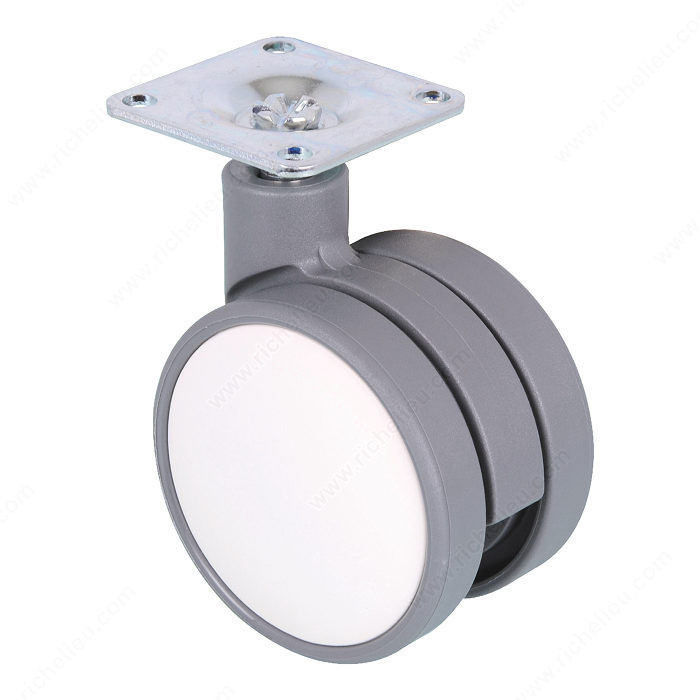 Contemporary Twin Wheel Casters - Plate,Load Capacity Per Caster Max. 60 kg, Wheel Diameter 60 mm, Total Height 83 mm, Tread Width 45.5 mm