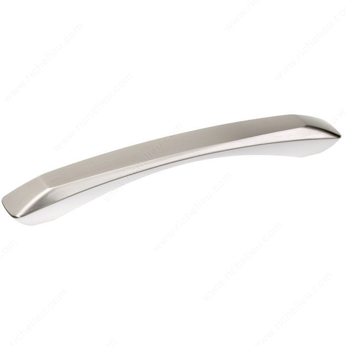 Contemporary Metal and Plastic Pull - 6611, Finish White / Brushed Nickel