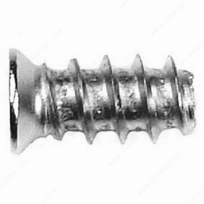 Euro Screw, Flat Head (8 mm), Blunt Tip, Screw Size 6 mm, Length 7.5 mm, Finish Nickel, Drive required Phillips