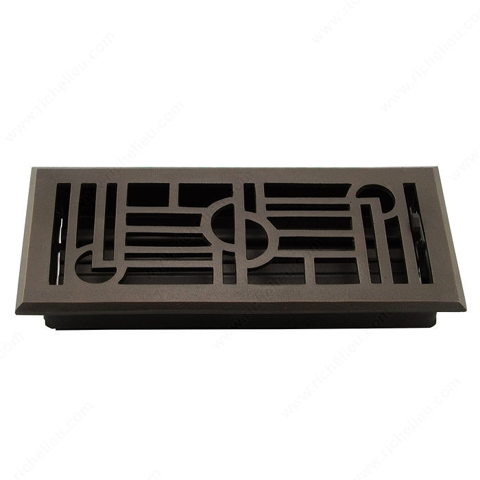 Surface-Mount Floor Register - Metal, Material Bronze, Finish Copper Bronze, Duct Opening - Width 70 mm, Projection - Overall Dimensions 5 mm