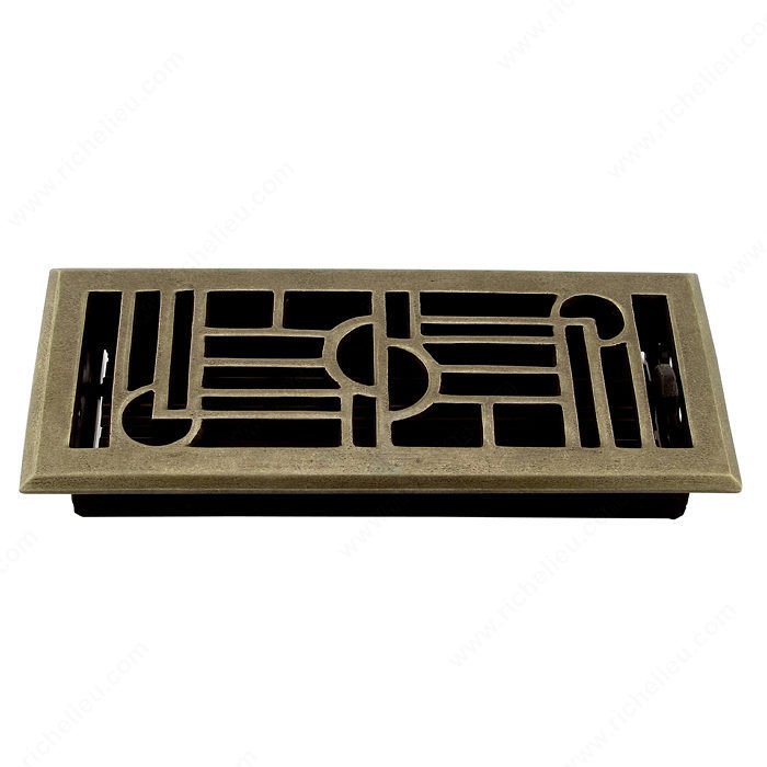 Surface-Mount Floor Register - Metal, Material Bronze, Finish Pewter Bronze, Duct Opening - Width 70 mm, Projection - Overall Dimensions 5 mm