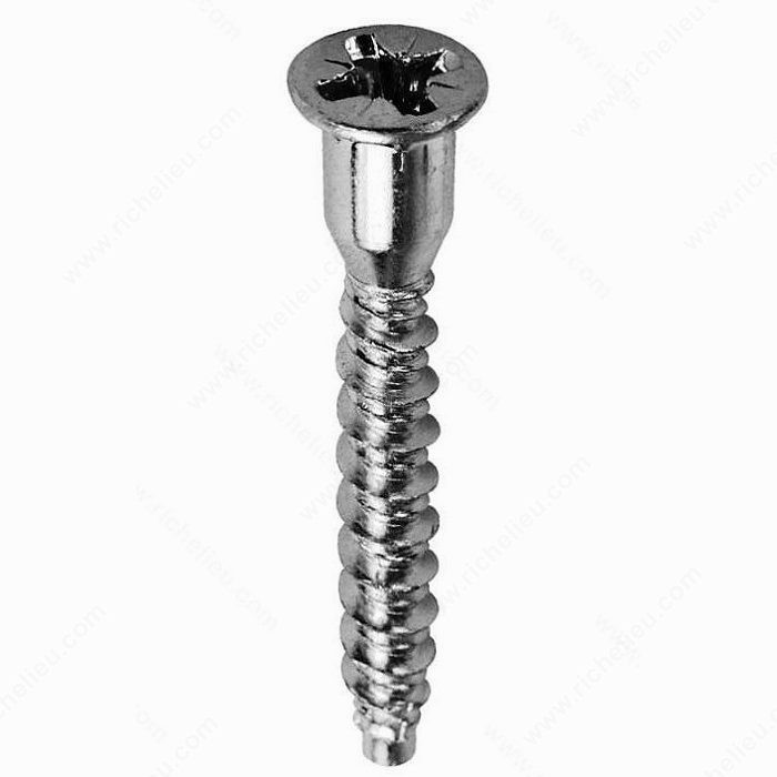 Assembly screw, Confirmat head with nibs, Hi-Low thread, Dogpoint, Screw Size 6.3 mm, Head Size 10 mm, Drive Size #2 (Pozi)