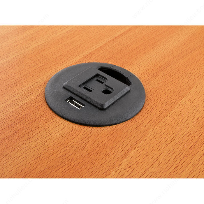 Grommet with 1 USB Charge Port and 1 Outlet, 2 Amp USB Charge,