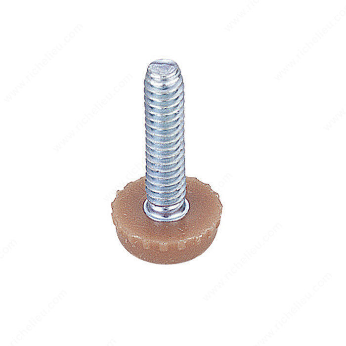 1/4''-20 Leveler - Steel/Plastic, Base diameter 3/4 in, Stem Length 1 1/4 in, Height - Overall Dimensions 1 1/2 in, Features Without Slot