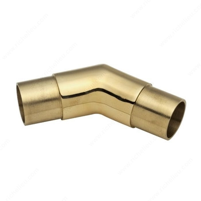 135G Angle Connector for Handrail, 135? Flush Elbow, Handrail Size 1 1/2 in, Material Solid Brass, Finish Brass, Width 2 5/16 in
