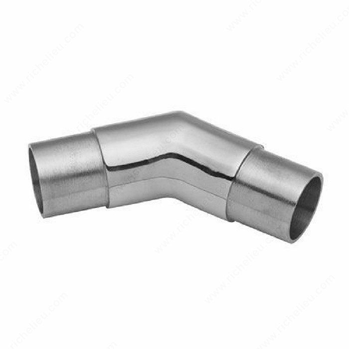 135G Angle Connector for Handrail, 135? Flush Elbow, Handrail Size 2 in, Material Stainless Steel 304, Finish Stainless Steel, Width 2 7/8 in