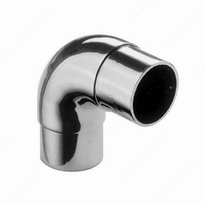 90G Flush Elbow Connector for Handrail, Handrail Size 1 1/2 in, Material Stainless Steel 304, Finish Stainless Steel, Width 2 7/8 in