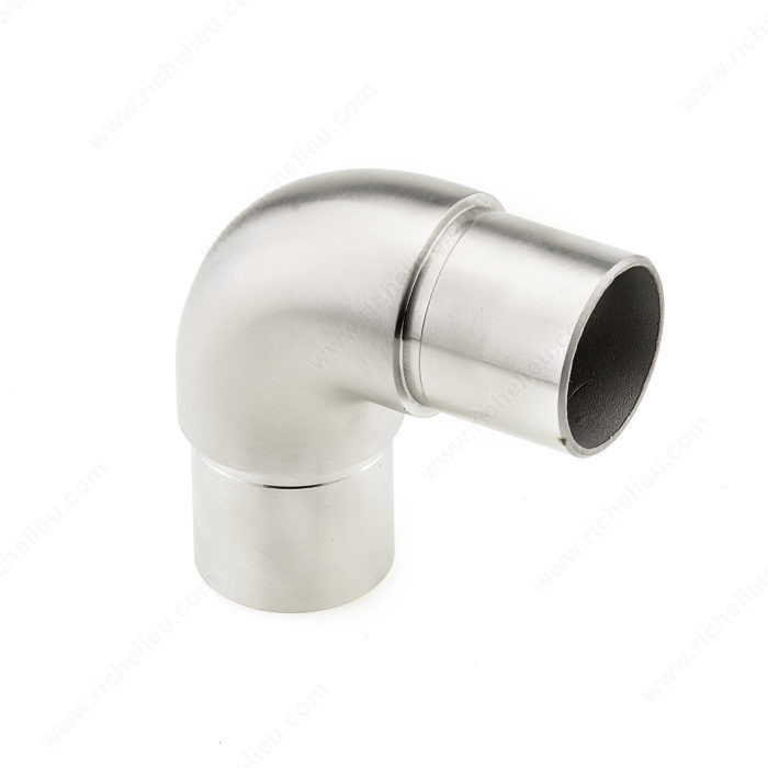 90G Flush Elbow Connector for Handrail, Handrail Size 1 1/2 in, Material Stainless Steel 304, Finish Polished Stainless Steel, Width 2 7/8 in