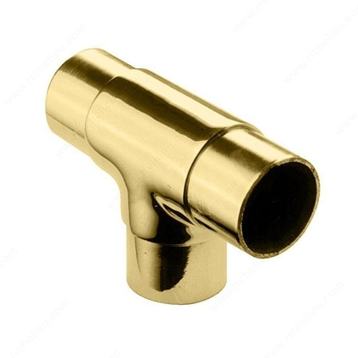Three-Way T-Shaped Right Angle Connector for Handrail, T- shaped right angle (90? x 180?) connector, Material Solid Brass, Finish Brass