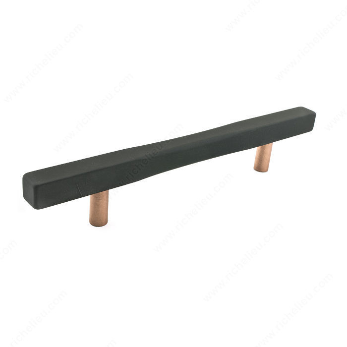 Contemporary Metal Pull - 7735, Center to Center 128 mm, Finish Black / Coppertone, Length - Overall Dimensions 208 mm