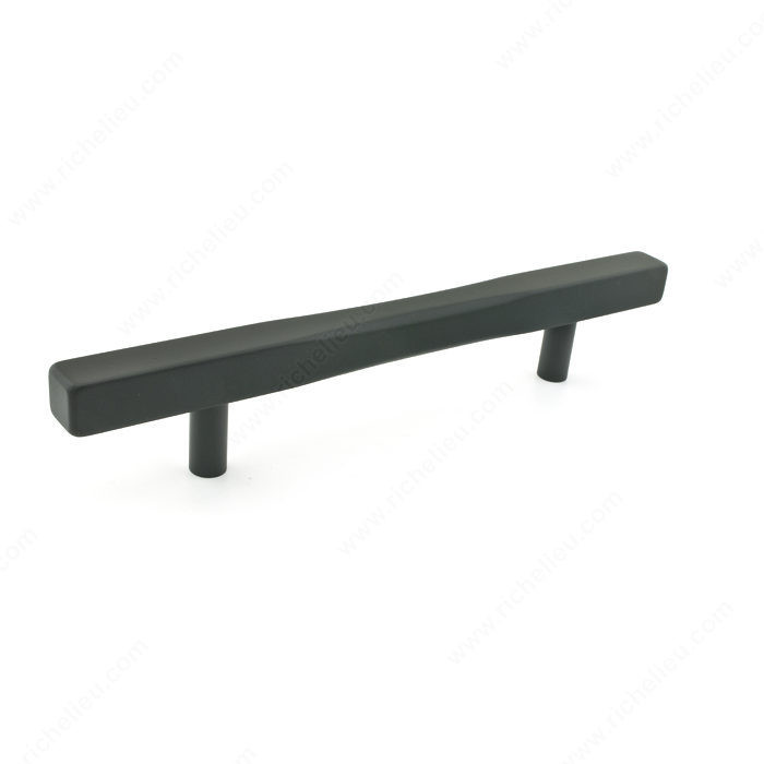 Contemporary Metal Pull - 7735, Center to Center 128 mm, Finish Black, Length - Overall Dimensions 208 mm