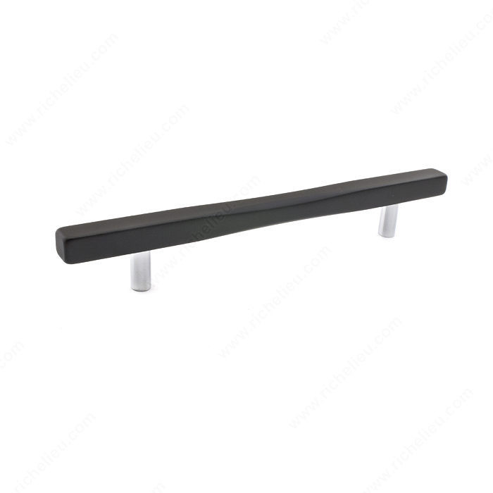 Contemporary Metal Pull - 7735, Center to Center 160 mm, Finish Chrome / Black, Length - Overall Dimensions 240 mm