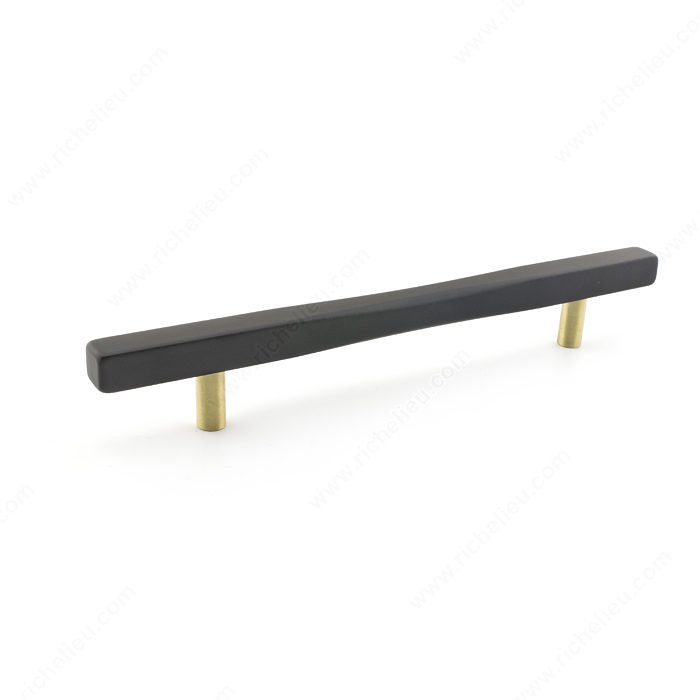 Contemporary Metal Pull - 7735, Center to Center 160 mm, Finish Satin Brass / Black, Length - Overall Dimensions 240 mm