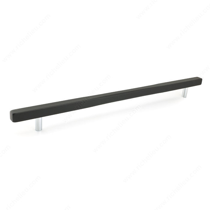 Contemporary Metal Pull - 7735, Center to Center 320 mm, Finish Chrome / Black, Length - Overall Dimensions 400 mm