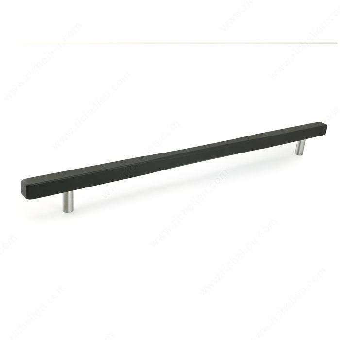 Contemporary Metal Pull - 7735, Center to Center 320 mm, Finish Black / Brushed Nickel, Length - Overall Dimensions 400 mm