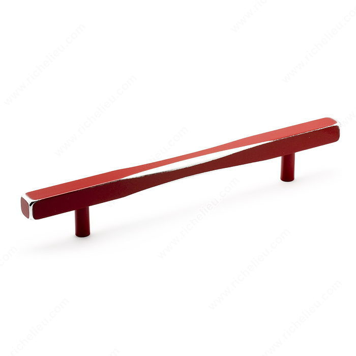 Transitional Metal Pull - 7773, Center to Center 160 mm, Finish Brushed Metallic Red, Length - Overall Dimensions 240 mm