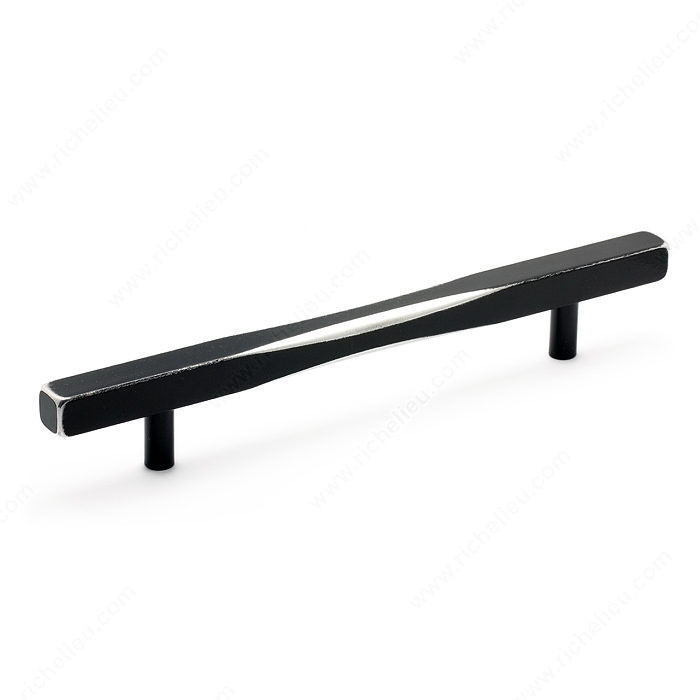 Transitional Metal Pull - 7773, Center to Center 160 mm, Finish Brushed Metallic Black, Length - Overall Dimensions 240 mm