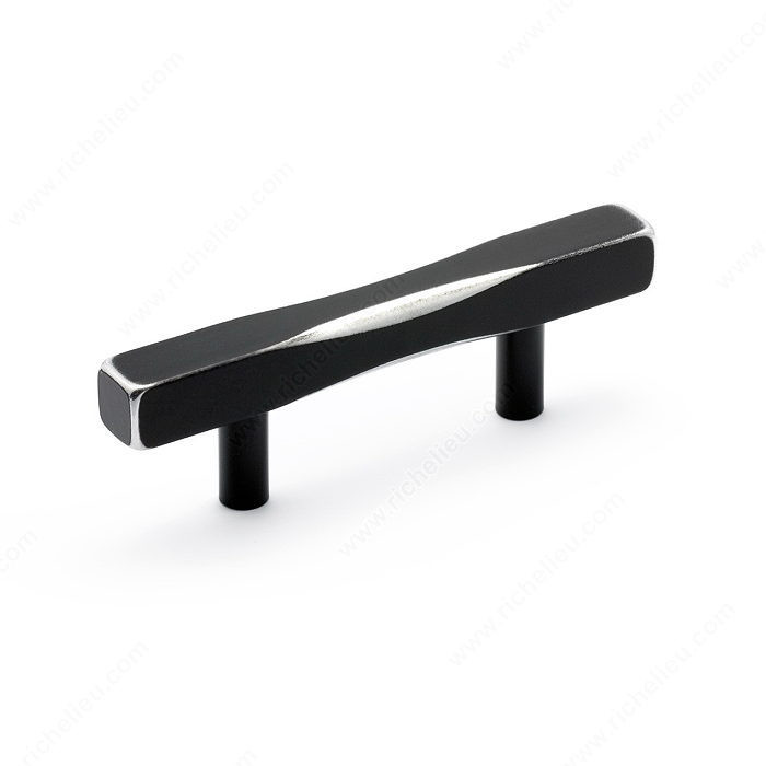 Transitional Metal Pull - 7773, Center to Center 64 mm, Finish Brushed Metallic Black, Length - Overall Dimensions 120 mm